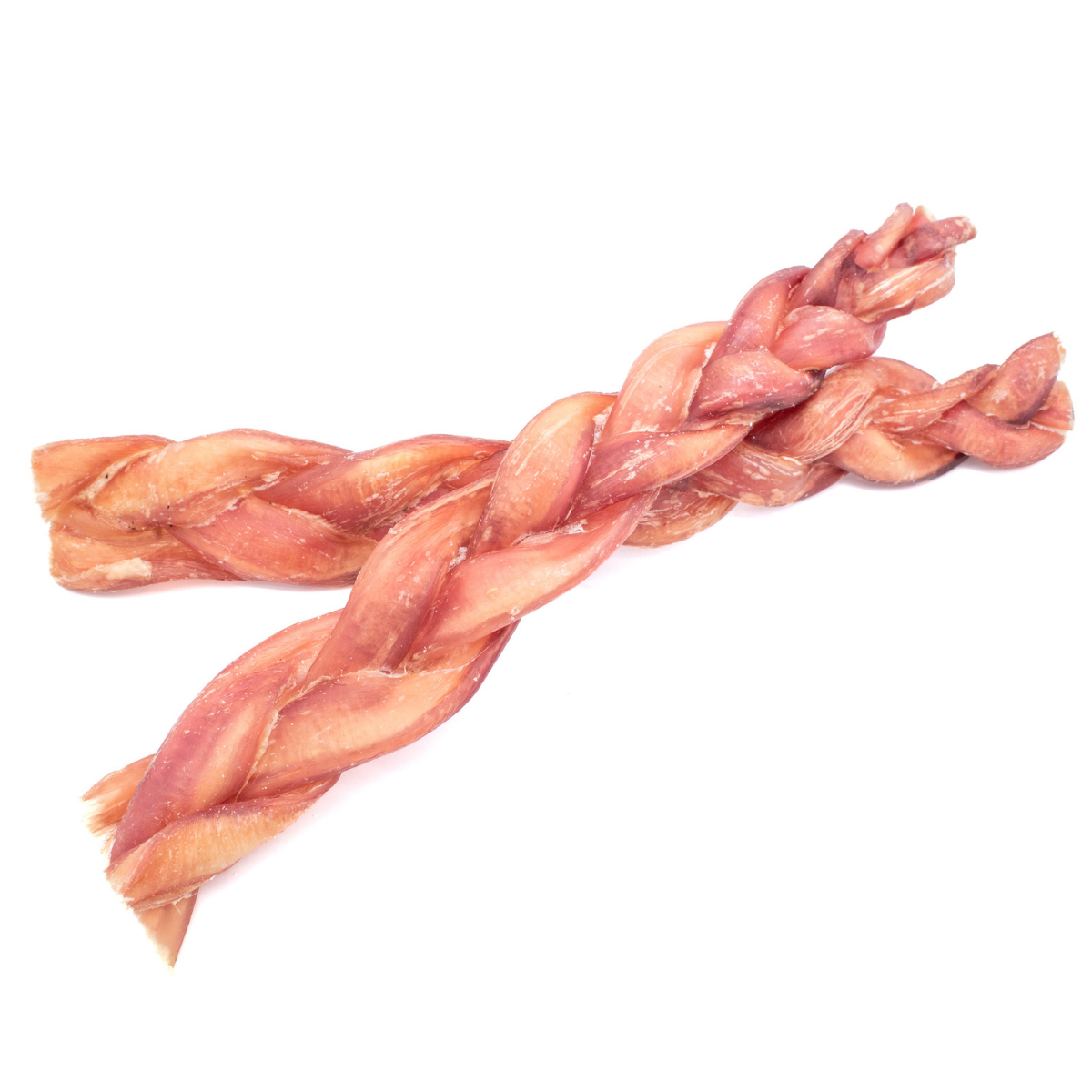 Two jumbo braided bully stick dog treats from Bully Bunches.