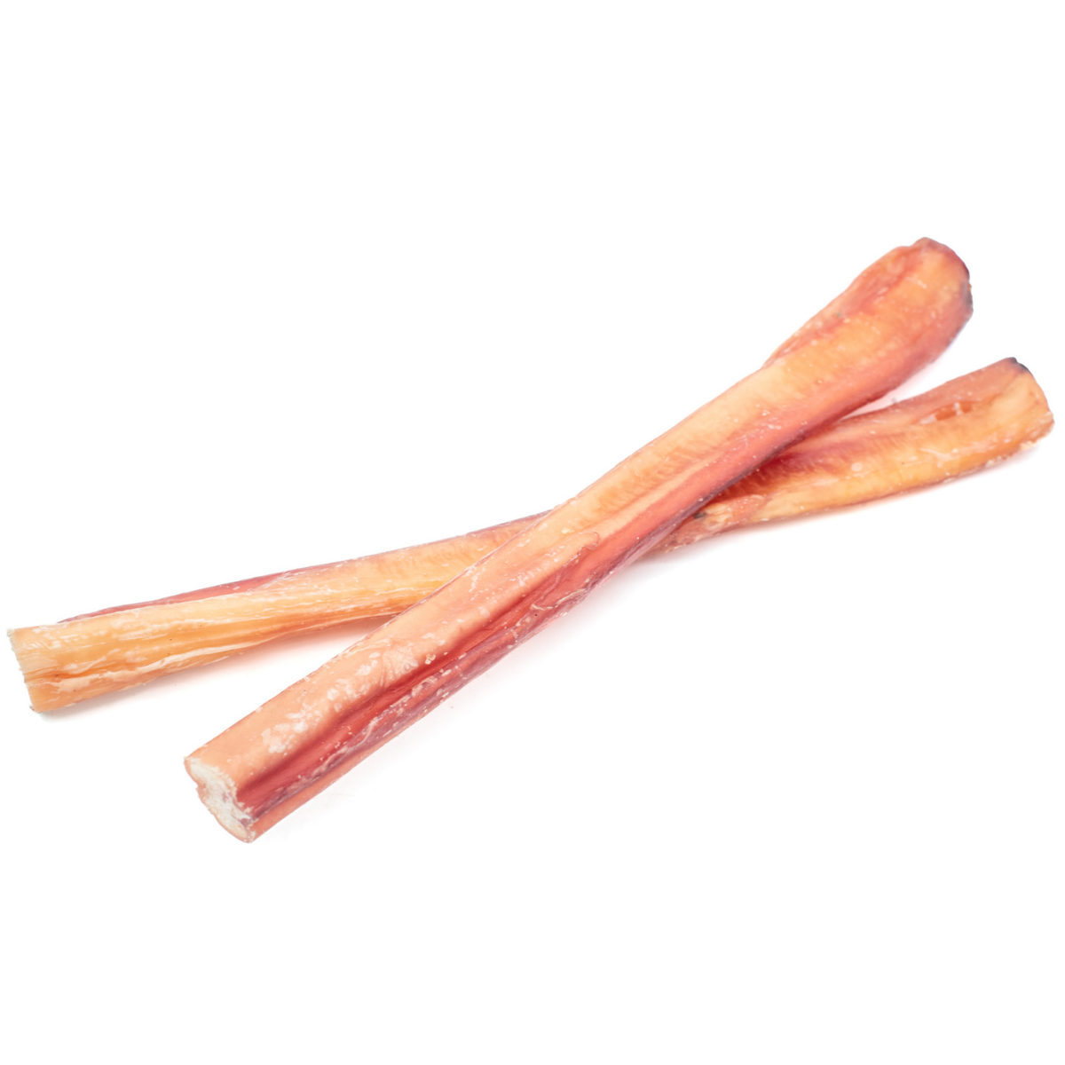 Two jumbo bully stick dog treats from Bully Bunches.
