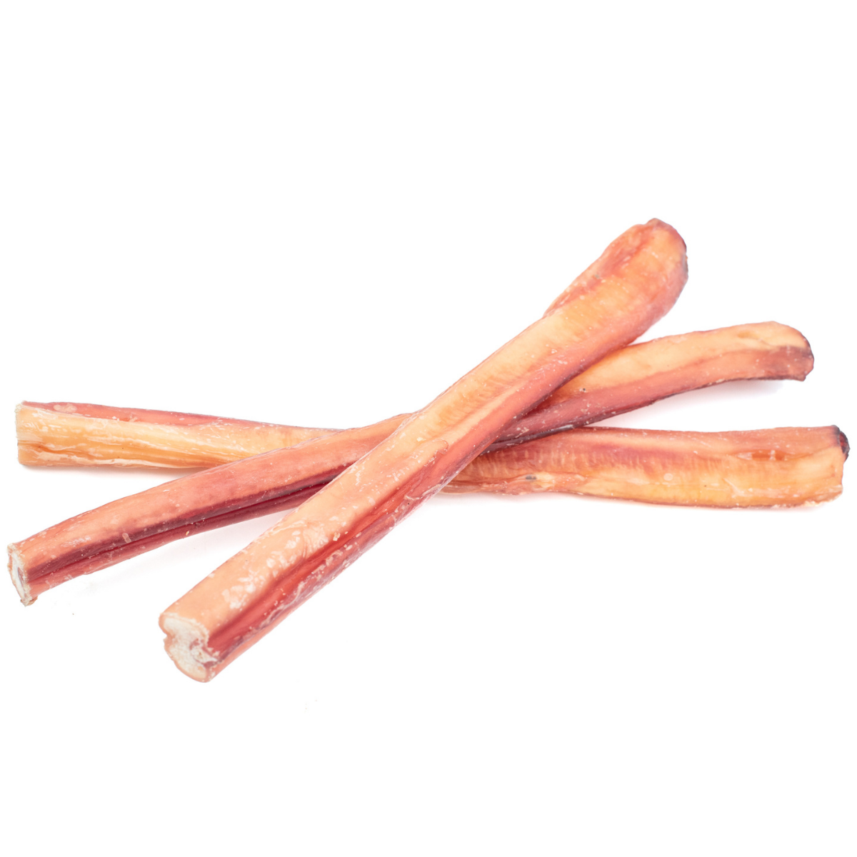 Three jumbo bully stick dog treats from Bully Bunches.
