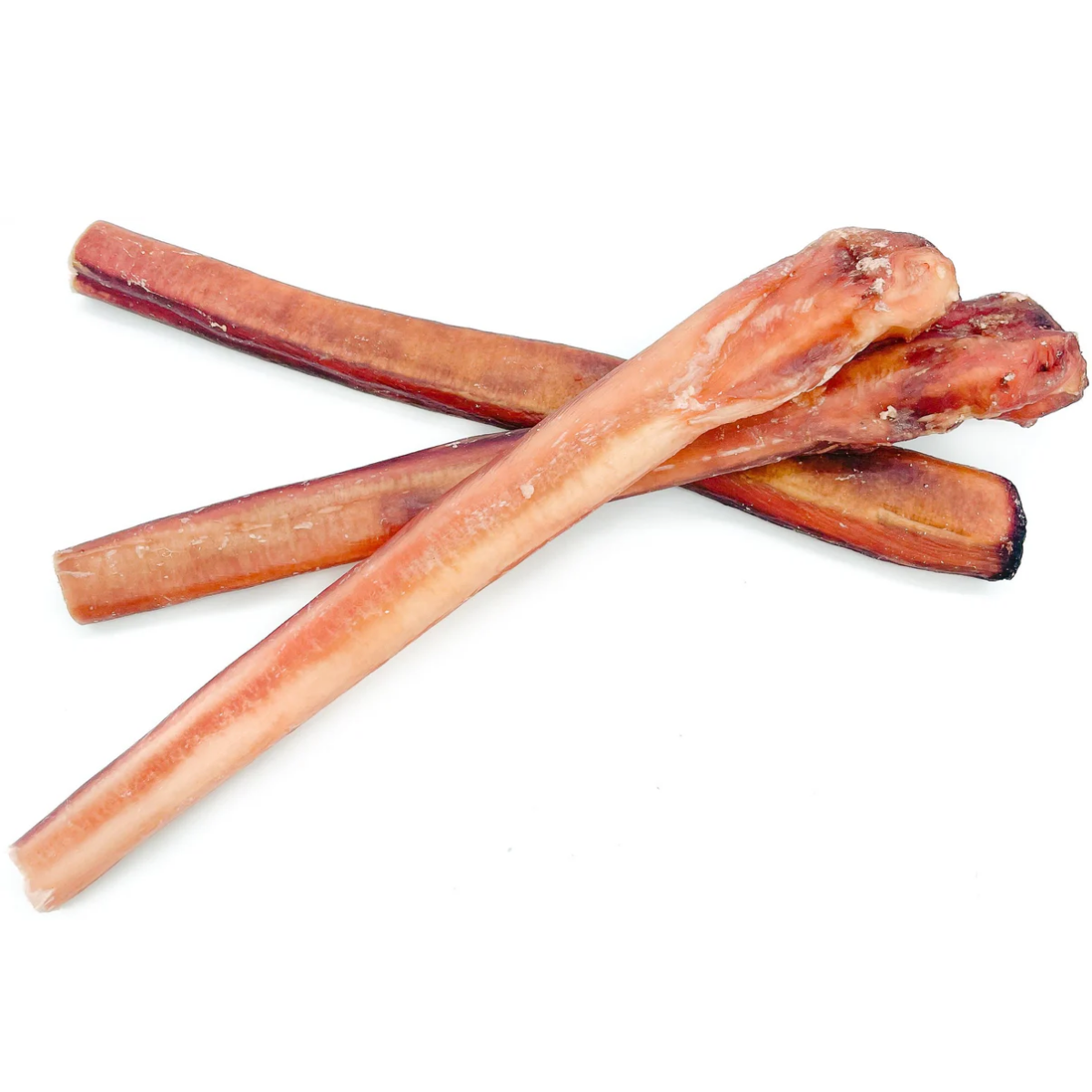 Three monster bully stick dog treats from Bully Bunches.