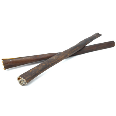 Two 10-12 inch standard collagen stick dog treats from Bully Bunches