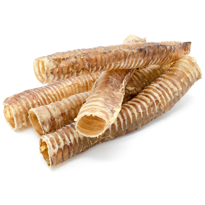 A bunch of 12 inch beef trachea dog treats from Bully Bunches.