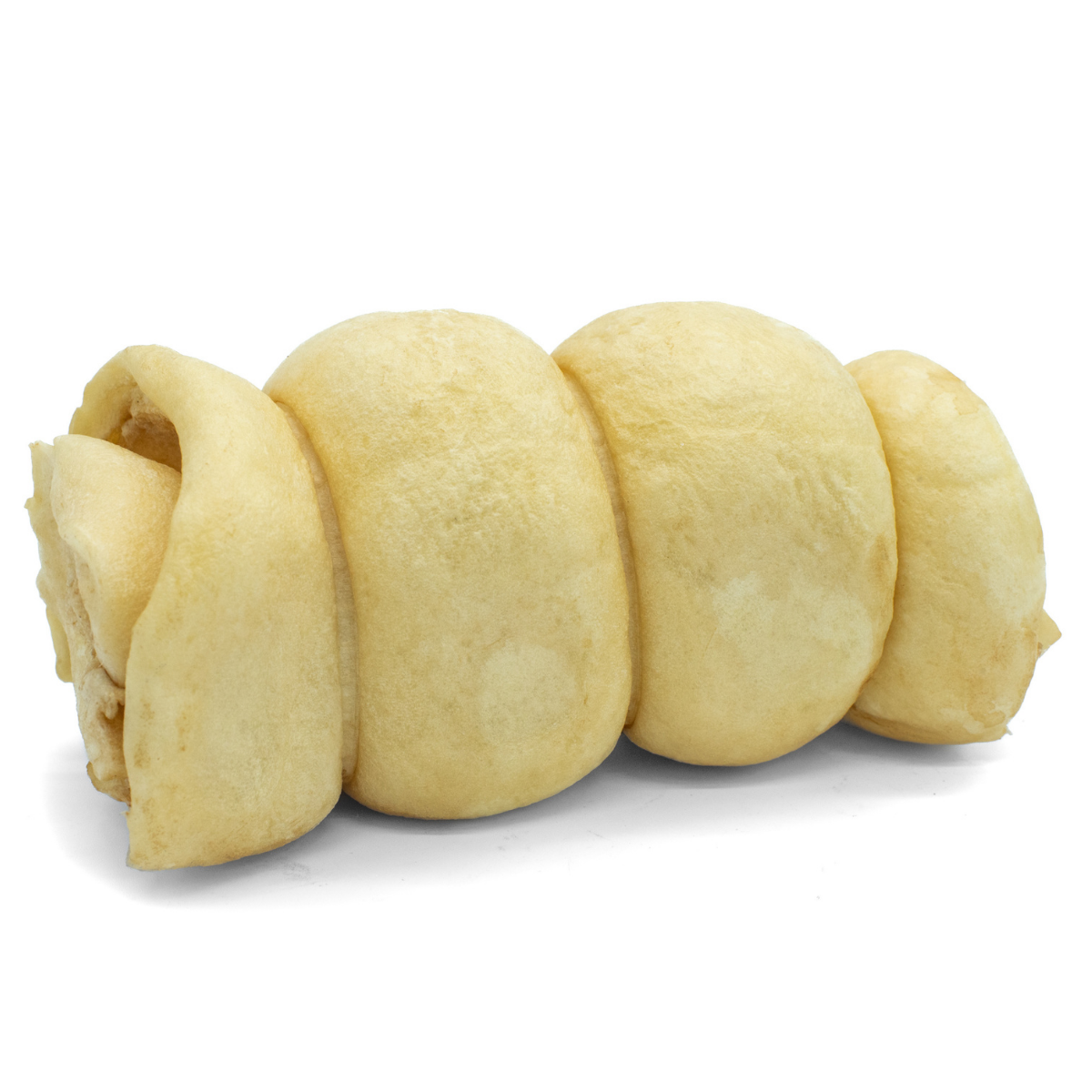 A 5-6 inch peanut butter cheek roll dog treat from Bully Bunches.
