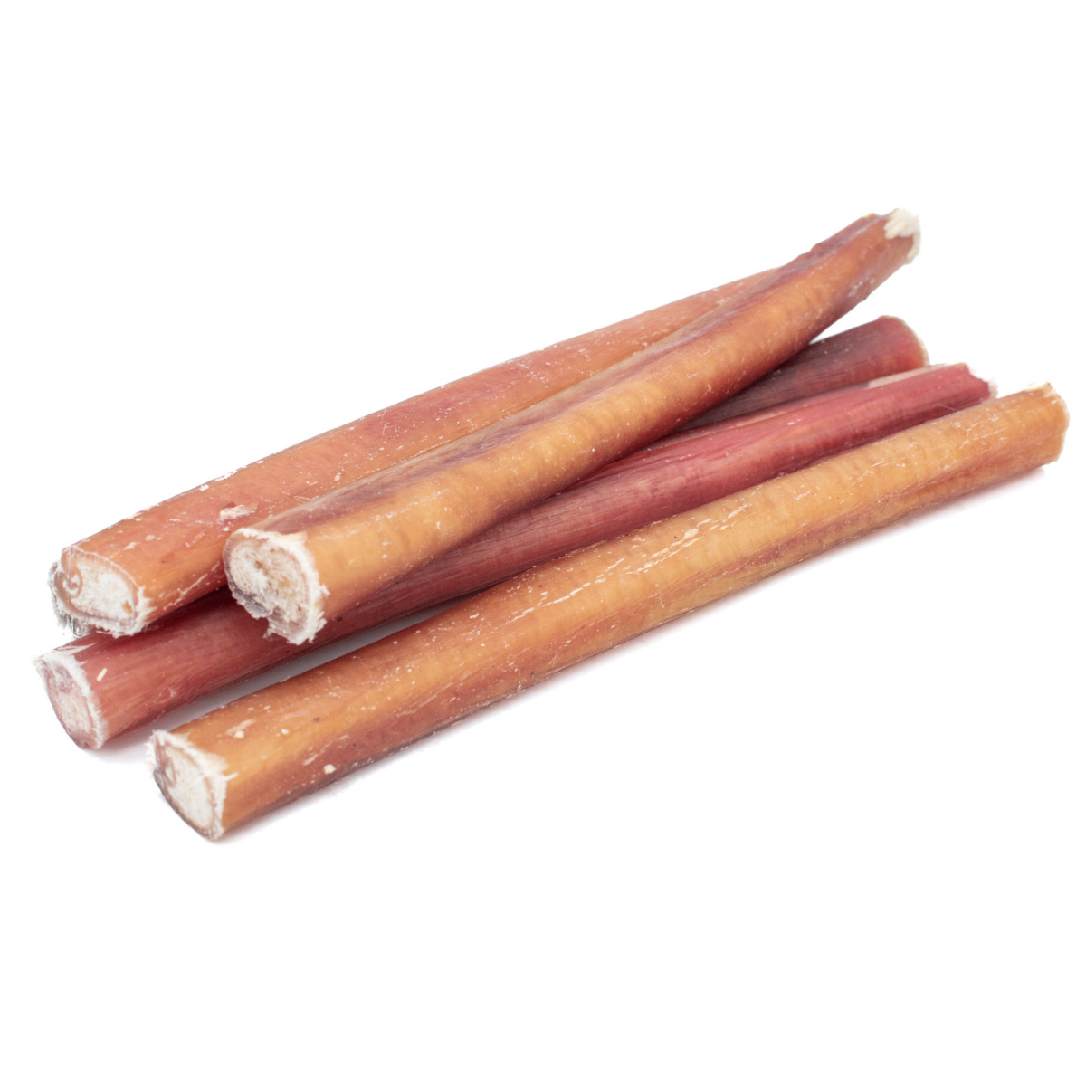 A bunch of 6-inch standard bully stick dog treats from Bully Bunches.