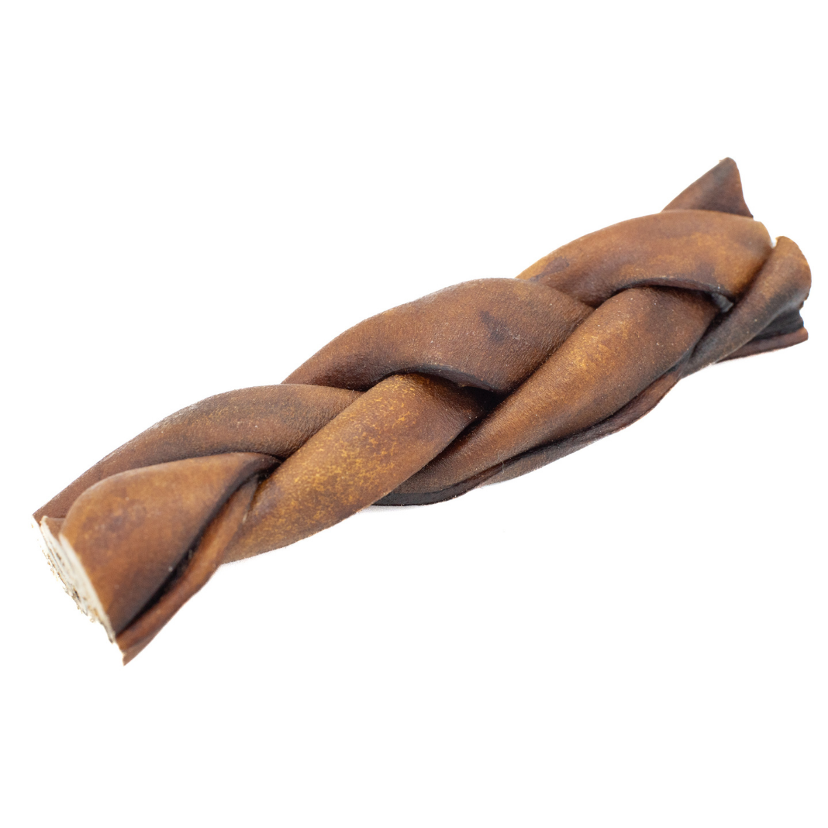 A 5-6 inch standard braided collagen stick dog treat from Bully Bunches.