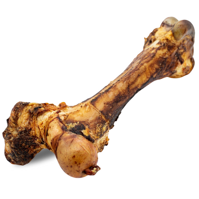 A monster beef shin bone dog treat from Bully Bunches.