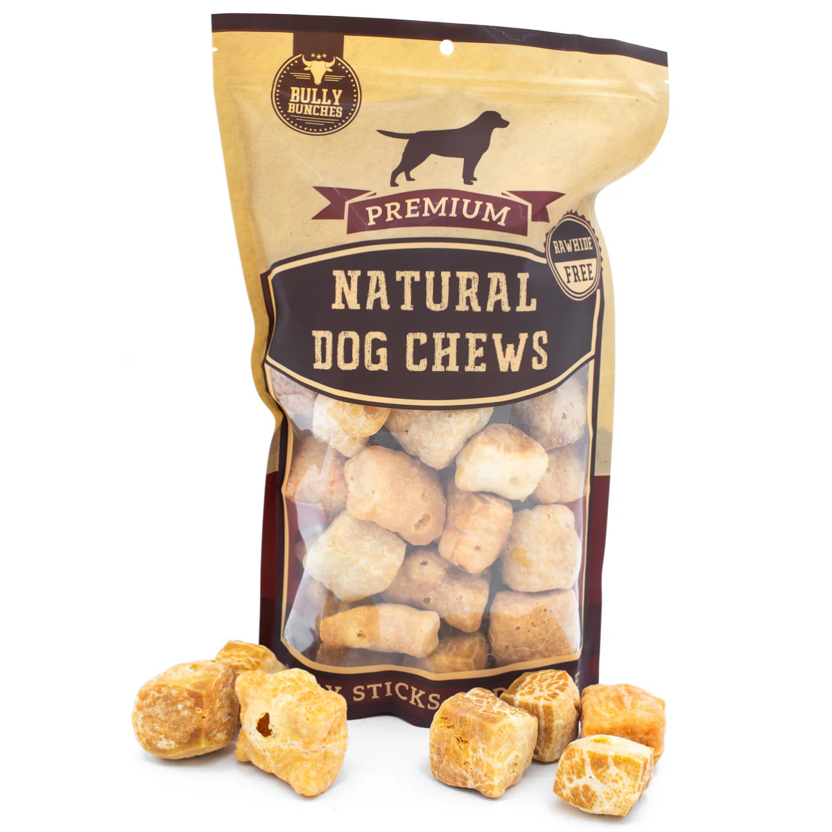 A bag of himalayan yak puff dog treat from Bully Bunches.