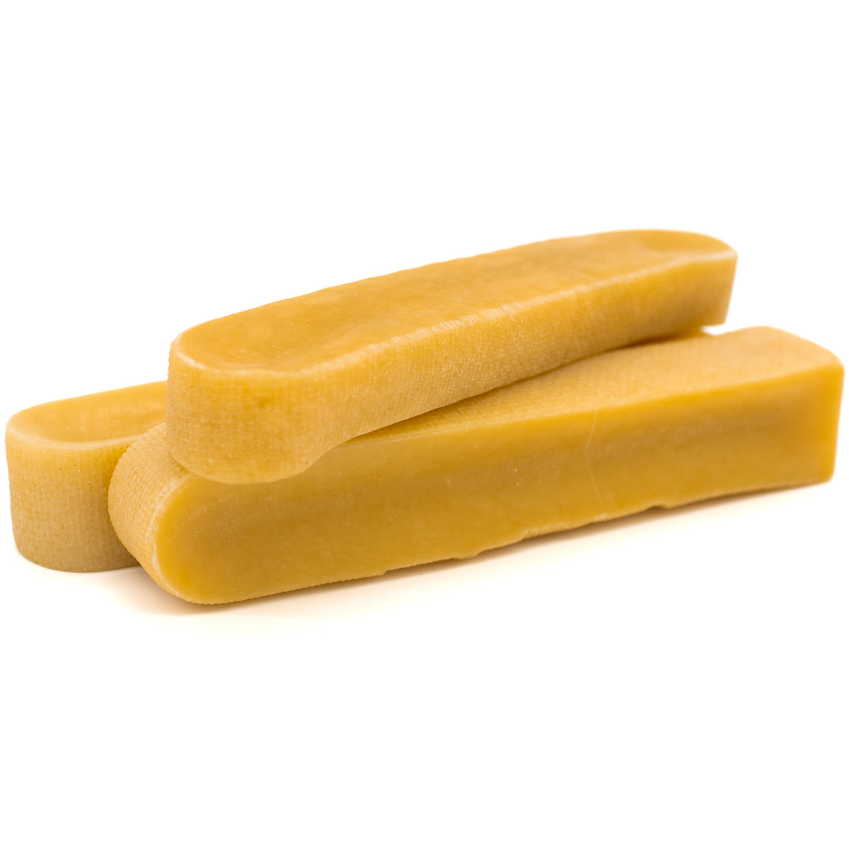 Three small himalayan yak chew dog treats from Bully Bunches.
