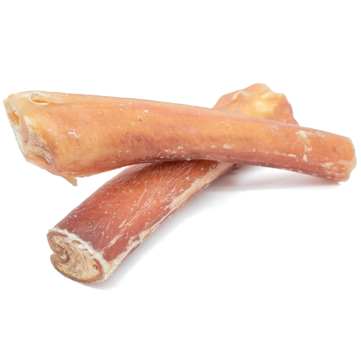 Two 6-inch monster bully stick dog treats from Bully Bunches.