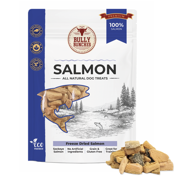 DOWNCHILL BULLダウンチル moss salmon Freeze Dried Salmon Dog Treats​ | Bully Bunches